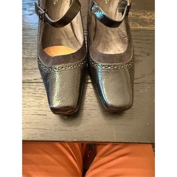 Aerosoles Black Cover Song Faux Leather Mary Jane Heels Comfort Shoes sz 11 - Picture 3 of 8